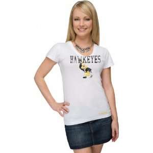  Iowa Hawkeyes Womens White Clipper V neck T Shirt Sports 