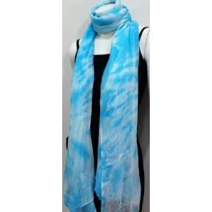  Toned Tie and Dye Pattern Hand Dyed Chiffon Scarf, Neck Wear, Wrap 