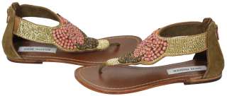   Madden Pharroh Coral Multi Beaded Leather Sandal Shoes 10 New  