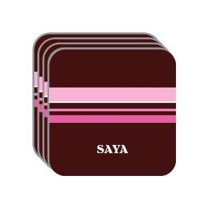 Personal Name Gift   SAYA Set of 4 Mini Mousepad Coasters (pink 
