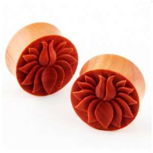  1/2 (12mm) Organic Sawo Wood Lotus Flower Earplug Gauge 