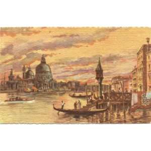 1930s Vintage Postcard Sunset over Grand Canal Venice Italy
