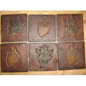   Crafts Oak Leaf Acorn six piece Hand Crafted Tile Set