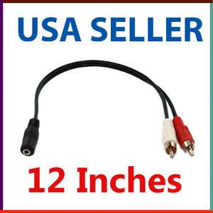 FT 3.5mm 1/8 Stereo Female Plug to 2 RCA Male Stereo Audio Cable 