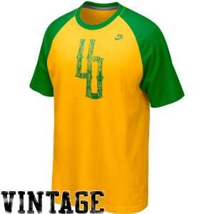 Nike Oregon Ducks Yellow Green Vault Raglan Premium Tri Blend T shirt 