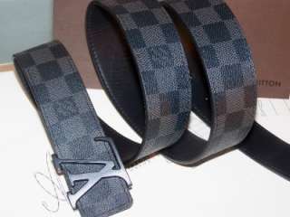 Authentic Louis Vuitton Damier Graphite LV Initials Belt Black  