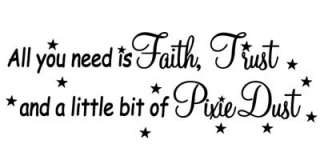 Tinkerbell Faith Trust Pixie Dust Wall Quote Home Decor Peel & Stick 