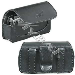 Black Leather Horizontal Cover Pouch Belt Clip for Samsung T339, T229 