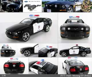   Mustang GT Police 138, 5 Diecast Mini Cars Toys Kinsmart KT5091P,S17