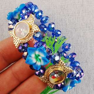 AB Dark Blue Crystal Flower Lucky Bracelet FG3580  