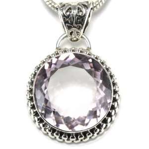  13.9ct. Rose de France Untreated Amethyst Circle Pendant Jewelry