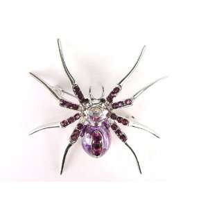   Violet CZ Crystal Rhinestone Purple Belly Spider Bug Insect Pin Brooch