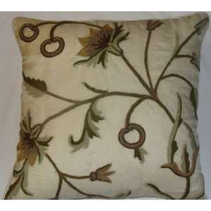  Crewel Pillow Emily Classic White Silk Organza (20X20 