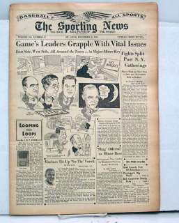 Dec 2,1943 SPORTING NEWS Paul Derringer/Mel Ott/ODoul  