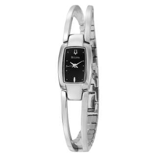 NEW Bulova Womens 96T03 Bangle Bracelet Black Dial Watch  