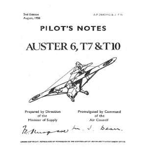  Auster 6 , T7 T10 Aircraft Pilots Notes Manual Sicuro 