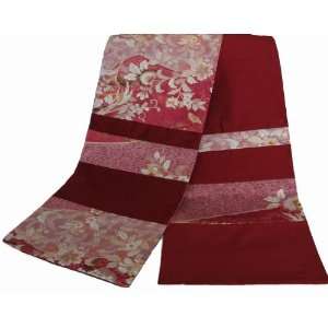 Table Runner Or Wall Hanging   Floral Japanese Silk Print   Raspberry 