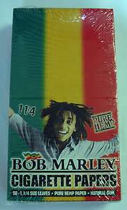 Bob Marley 1 1/4 (78 mm) Hemp Rolling Papers (Sealed Box Of 25 Packs 