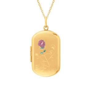   Rectangle Shaped Love Forever Locket w/ rose Necklace Jewelry