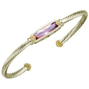   Line Cable Bangle Bracelet With Gold Accent. FREE GIFT BOX Jewelry