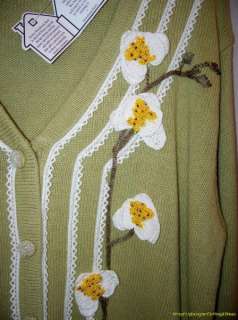 Storybook Knits Cardigan Sweater L Buttons Floral NWT  