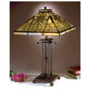 Dale Tiffany Oak Park Mission Tiffany Table Lamp with Antique Bronze 