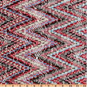  60 Wide Designer Chevron Lace Red/Light Blue Fabric By 