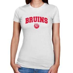  Belmont Bruins Ladies White Logo Arch Slim Fit T shirt 