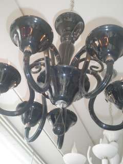 Black Murano Glass 6lts Modern Pendant Lamp Chandelier  