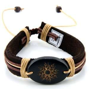    Trendy Celeb Genuine Leather Bracelet   TRIBAL SUN Jewelry