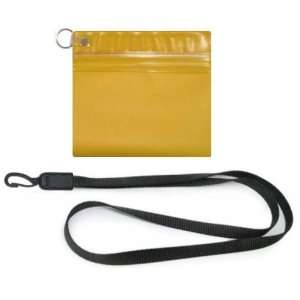 Yellow 2 Pocket Waterproof Wallet with Black Lanyard  