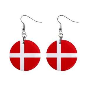 Denmark Flag Button Earrings