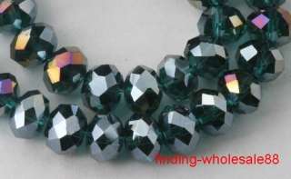 Free25pcs peacock green glass crystal rondelle beads AB  