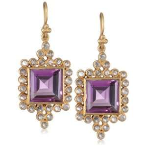   Buzz 18k Gold, Amethyst and Rose Cut Diamond Drop Earrings Jewelry