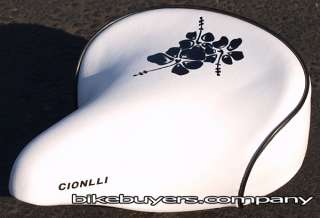 Cionlli Beach Cruiser Bicycle seat saddle   White/Black  