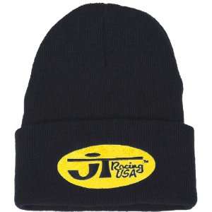  JT Racing USA Black/Yellow Beanie Hat with Oval Logo 
