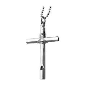  Classic Large Whistle Stainless Steel Cross Pendant 