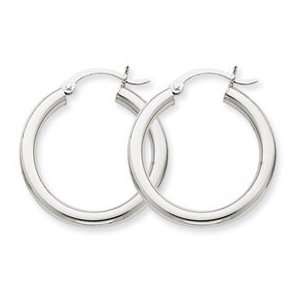  14k White Gold 3mm Hoop Earrings Jewelry