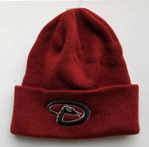 Arizona Diamondbacks Team Red On Black Knit Beanie Cap Hat  