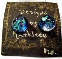 Dichroic stained glass earrings / fused glass jewelry  