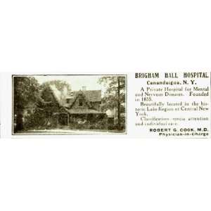 1929 Ad Brigham Hall Mental Hospital Canandaigua R Cook   Original 