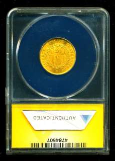 1877 FRENCH ANGEL GOLD COIN 20 FRANCS ANACS CERTIF GENUINE GRADED MS 