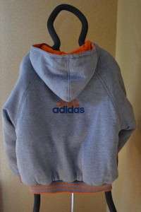 Adidas Reversible Mens Athletic Jacket Large Orange/Blue Nylon & Gray 