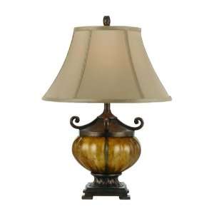   Edison Base Accent Lamp, Antique Copper Glass, Beige Soft Back Shade