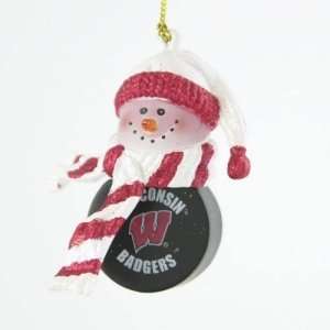 Wisconsin Badgers NCAA Striped Acrylic Basketball Snowman Ornament (2 
