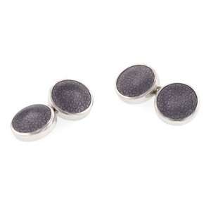 Discreet translucent gray enameled sterling silver cufflinks with 