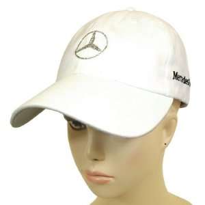  Mercedes Benz Crystal Womens White Baseball Cap 