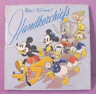 1940s Walt DISNEY MICKEY Minnie MOUSE HANDKERCHIEFS in Original 
