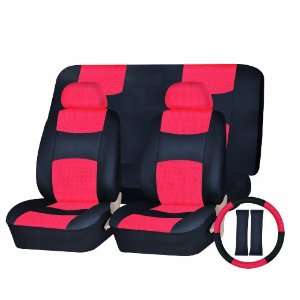 com Universal Car Seat Cover PU Leather Front & Rear & Steering Wheel 
