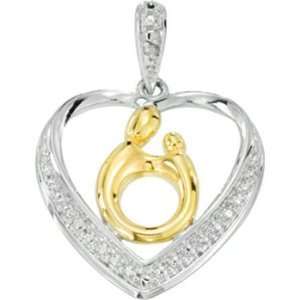   Gold Diamond Heart Mother and Child Pendant by Janel Russell Jewelry